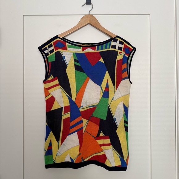 Lauren Ralph Lauren Tops - Lauren Ralph Lauren Top Women Sz M Sleveless Linen Blend Colorful Artsy Abstract